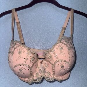 Victoria's Secret Pink and Silver Bra with Lace Details size 32dd